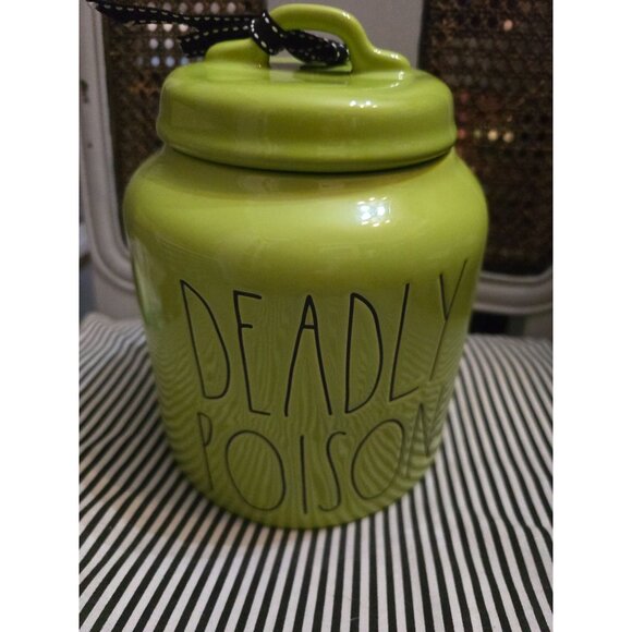 NWT Rae Dunn Deadly Poison Green Chubby Canister Halloween HTF - Picture 10 of 10